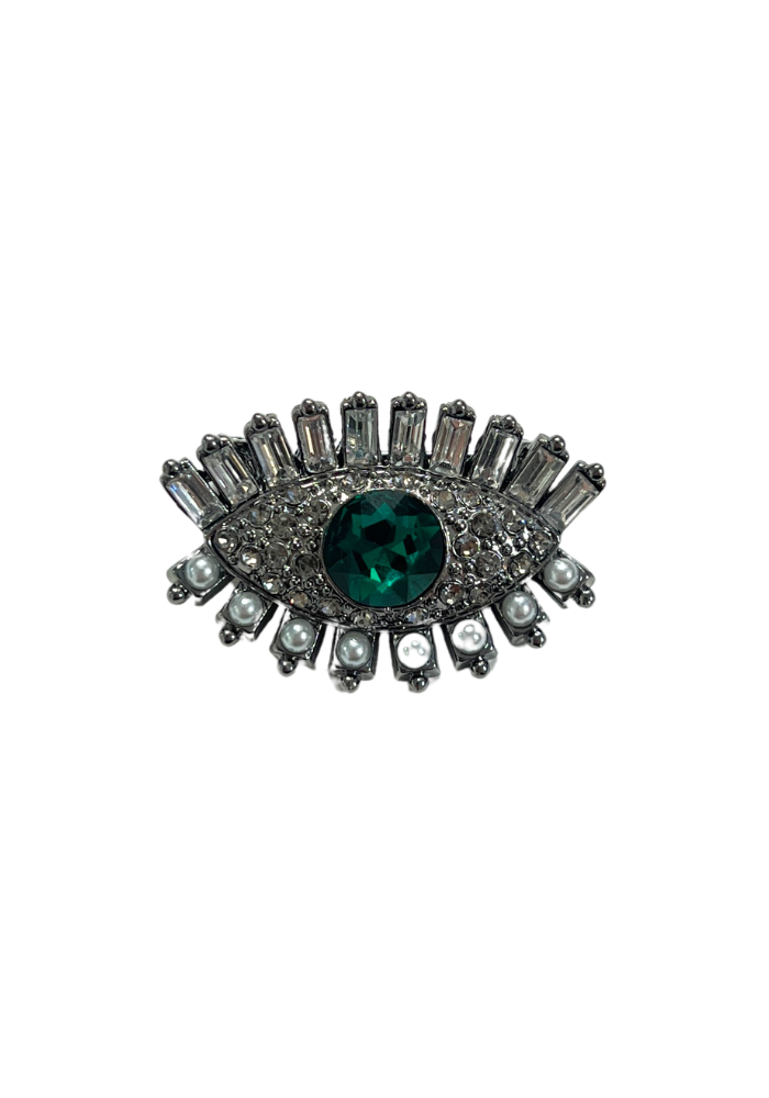 Broche Œil Strass Vert Et Perles Nacrées - Sélectionné par Blush