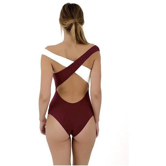 Maillot de Bain Chloé Bordeaux & Blanc - Luz