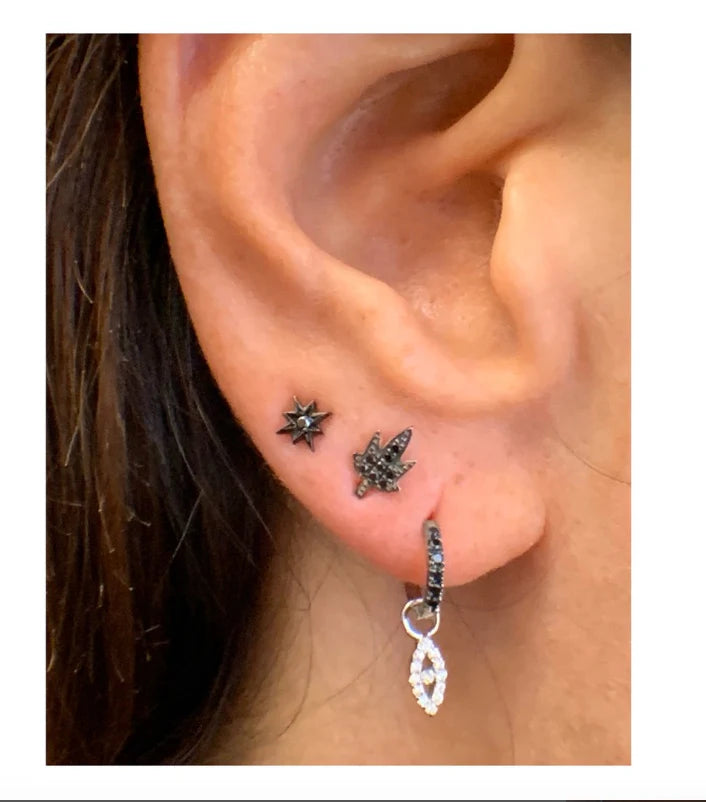 Boucle D'Oreille Cannabis Or Blanc - Feidt