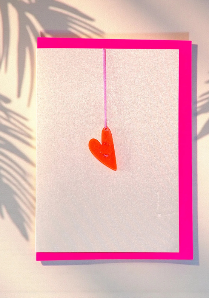 Carte Hang Me Happy Heart Neon Pink