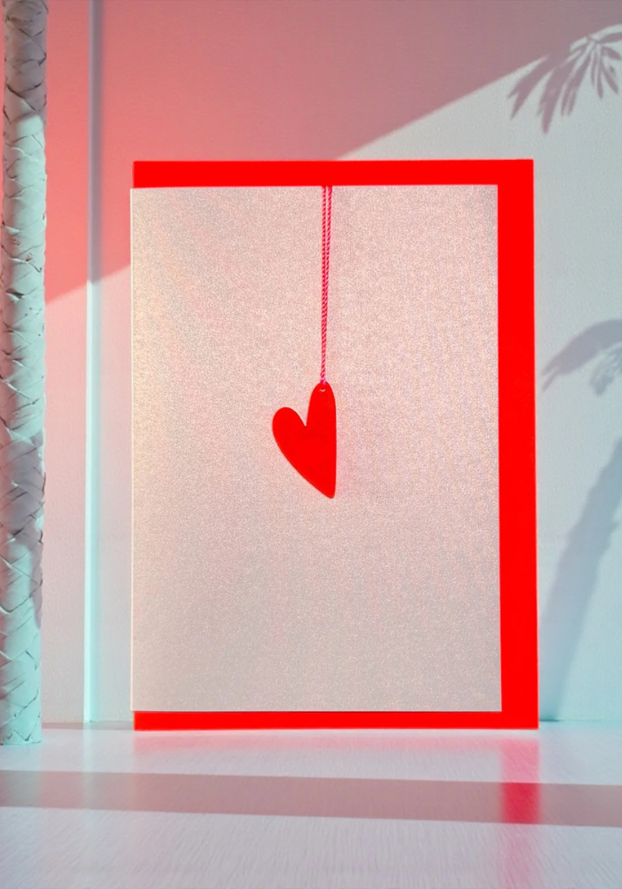 Carte Hang Me Happy Heart Neon Red