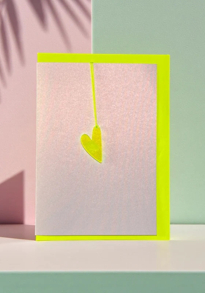 Carte Hang Me Happy Heart Neon Yellow