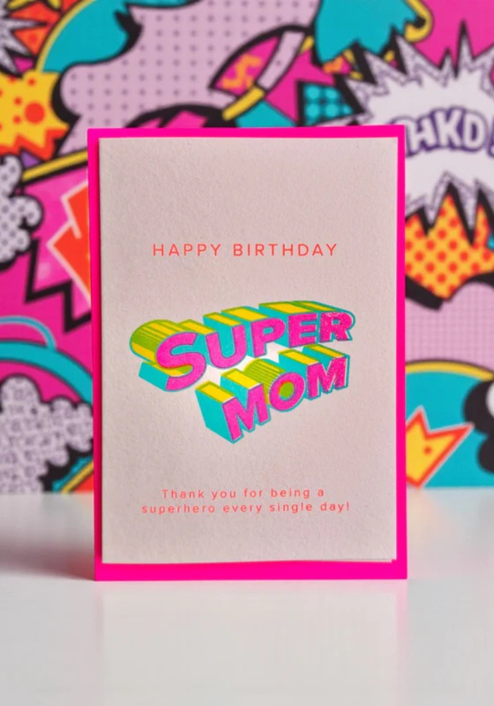 Carte Happy Birthday Super Mom