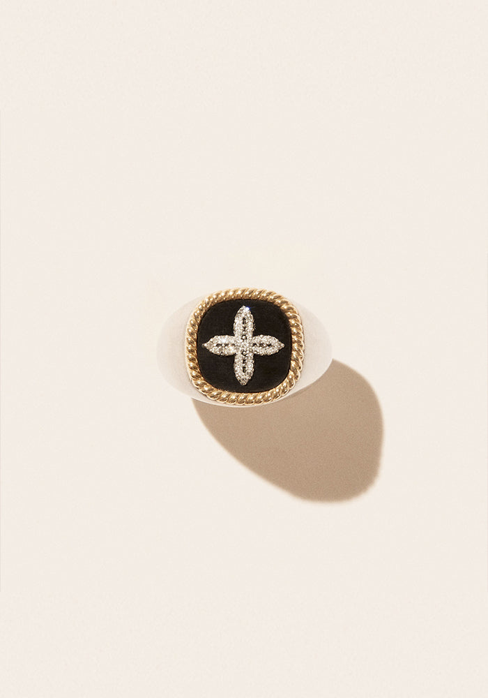 Chevalière Bowie Homme Diamants Noir