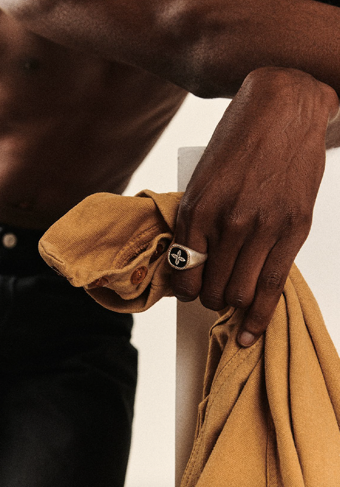 Chevalière Bowie Homme Diamants Noir