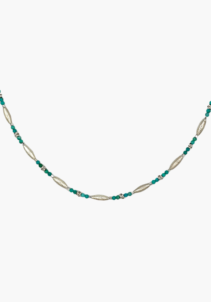 Chocker Prism Argent Et Turquoises - Hanka Ïn
