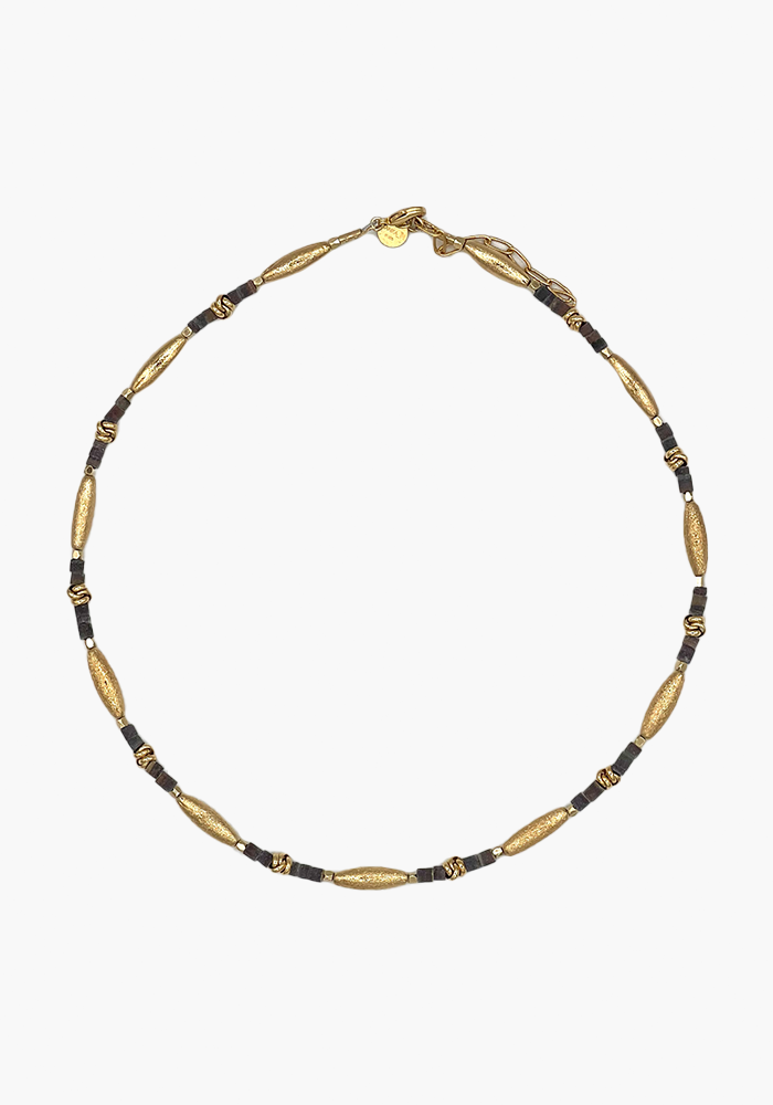 Chocker Prism Plaqué Or Et Coquillage Gris