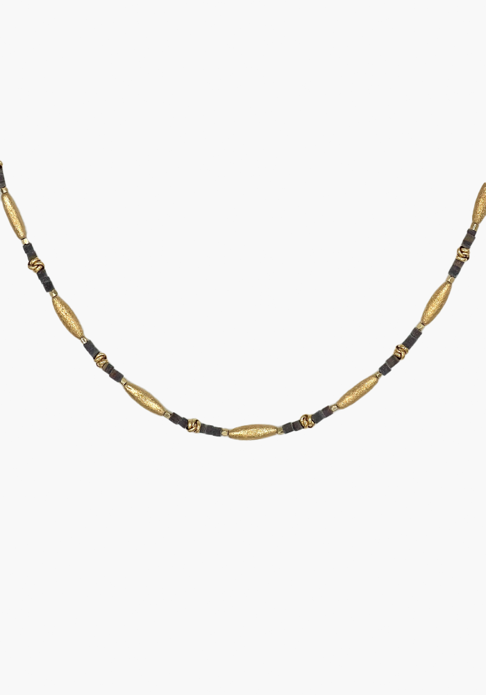 Chocker Prism Plaqué Or Et Coquillage Gris