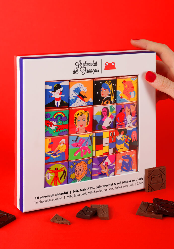 Coffret De 16 Carrés De Chocolat Bio « Histoire de l’Art » - Le Chocolat Des Français