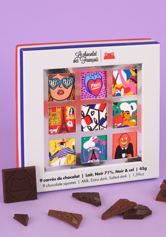 Coffret Parisien De 9 Carrés De Chocolat Bio - Le Chocolat Des Francais