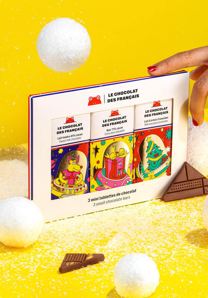 Coffret De 3 Mini Tablettes Noël « Un Noël Galactique » - Le Chocolat Des Français
