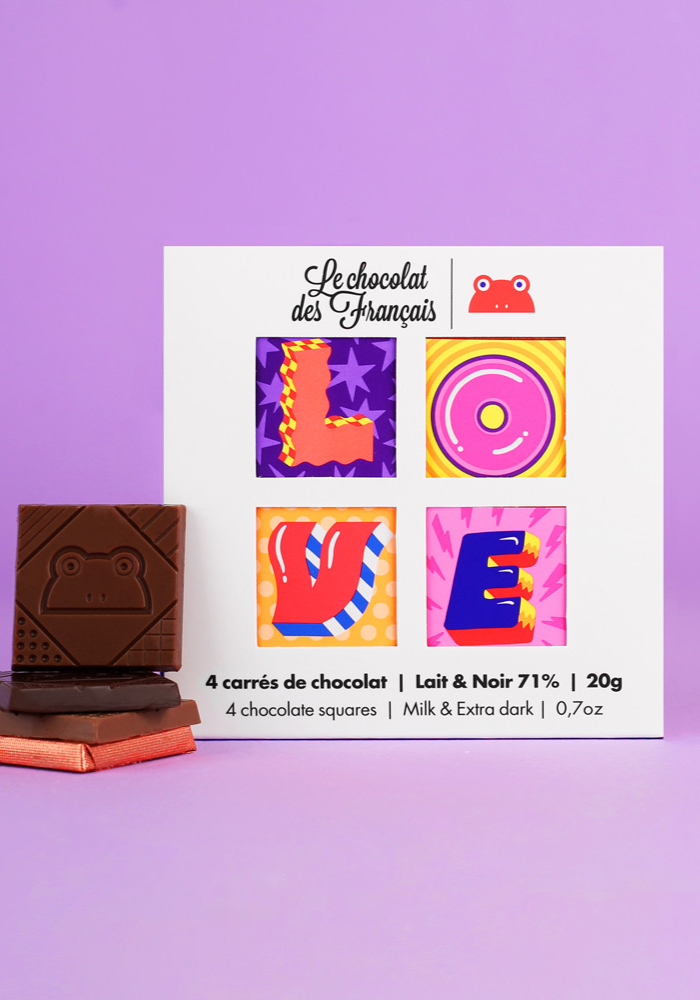Coffret de 4 Carrés De Chocolat Bio Love