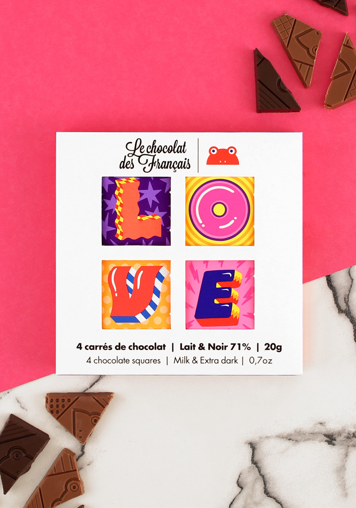 Coffret de 4 Carrés De Chocolat Bio Love