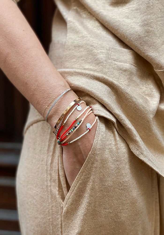 Bracelet 3 Tours Kaki Corail x Blush - Têtes Blondes