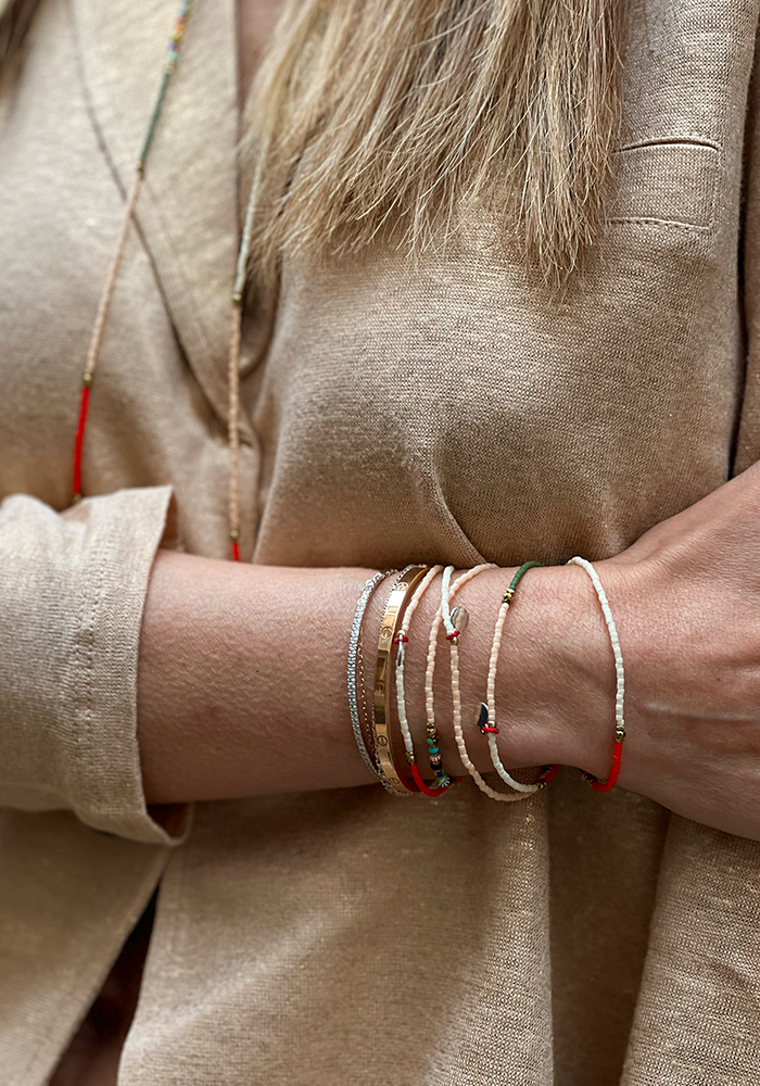 Bracelet 3 Tours Kaki Corail x Blush - Têtes Blondes