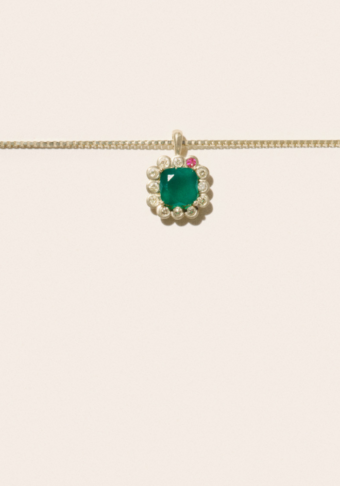 Collier Robin Calcedoine Vert - Pascale Monvoisin