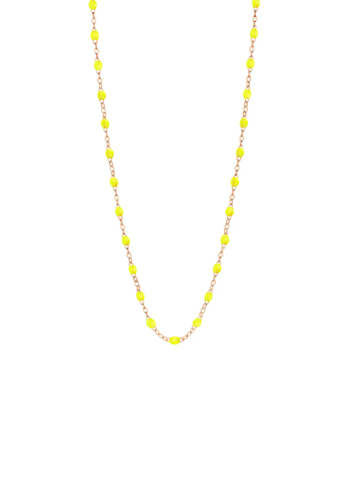 Collier Classique Gigi Or Rose Et Résines Jaune Fluo 42cm - Gigi Clozeau