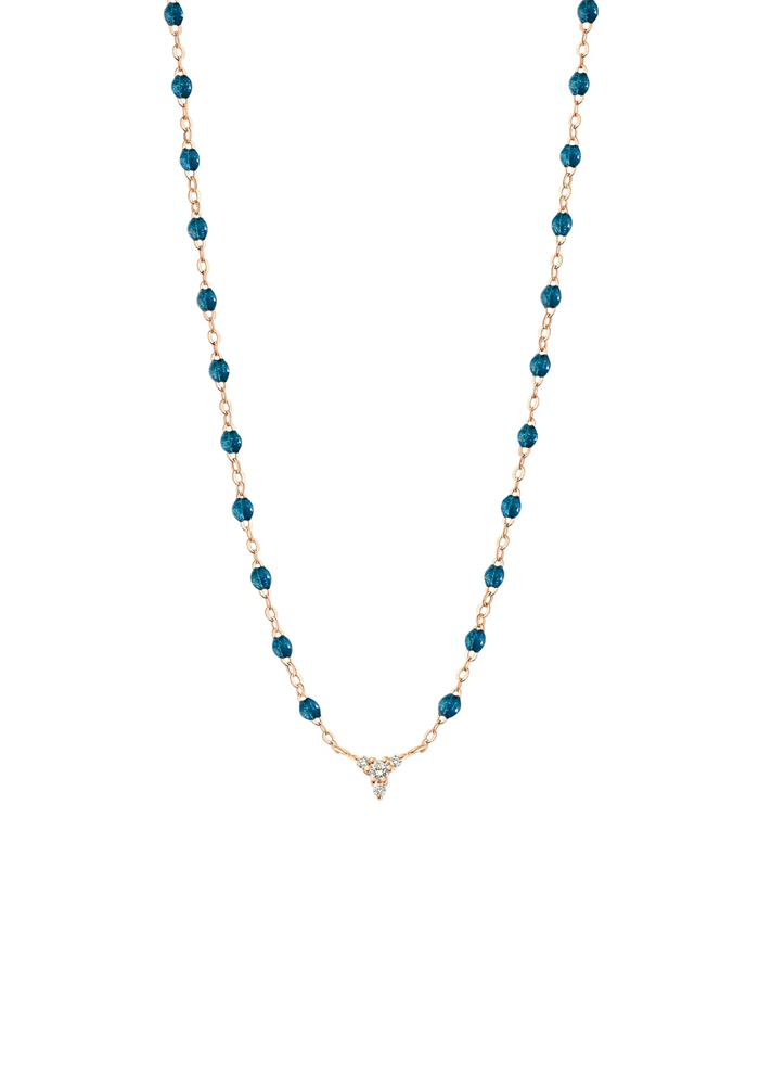 Collier Petit Kosmos Or Rose Diamant Et Résine Jungle 42cm - Gigi Clozeau