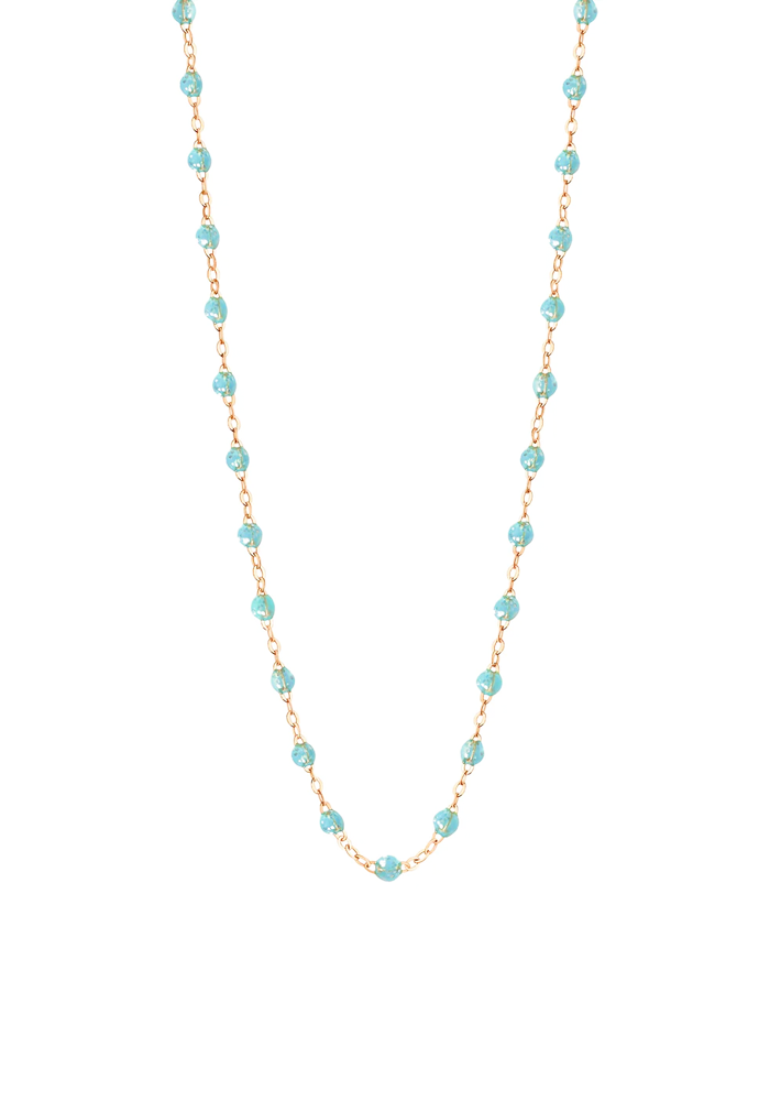 Collier Classique Gigi Or Rose Et Résine Aqua 42cm - Gigi Clozeau