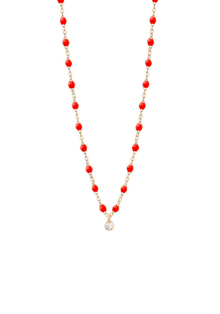 Collar Gigi Suprême Oro rosa Diamante y Coral Resinas 42cm