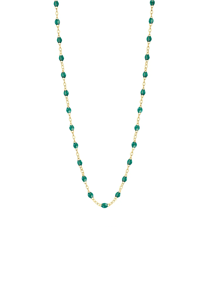 Collier Classique Gigi Or Jaune Et Résines Vert Émeraude 42cm - Gigi Clozeau