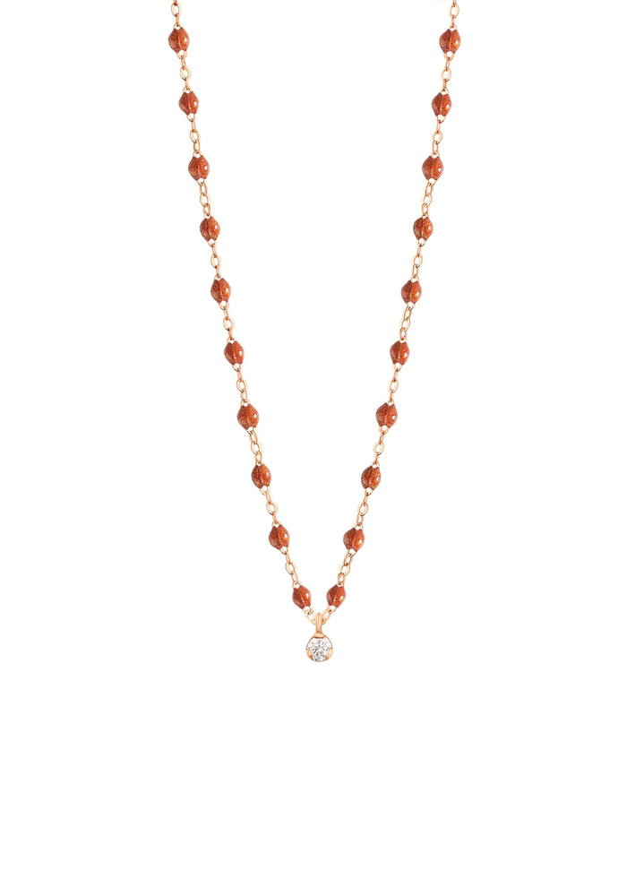 Collier Gigi Suprême Or Rose Diamant Et Résines Fauve 42cm - Gigi Clozeau