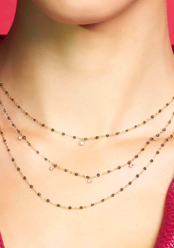 Collier Gigi Suprême Or Rose Diamants Et Résines Quartz 45 cm - Gigi Clozeau