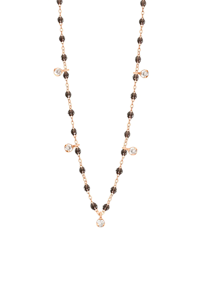 Collier Gigi Suprême Or Rose Diamants Et Résines Quartz 45 cm - Gigi Clozeau