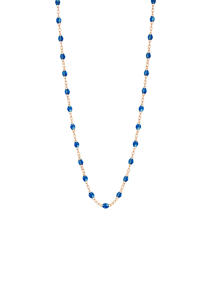 Collier Classique Gigi Or Rose Et Résines Saphir 42cm - Gigi Clozeau