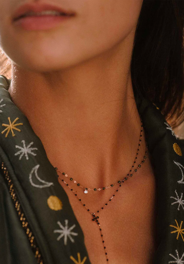 Collier Gigi Suprême Or Rose Diamant Et Résines Scarabée 42cm - Gigi Clozeau
