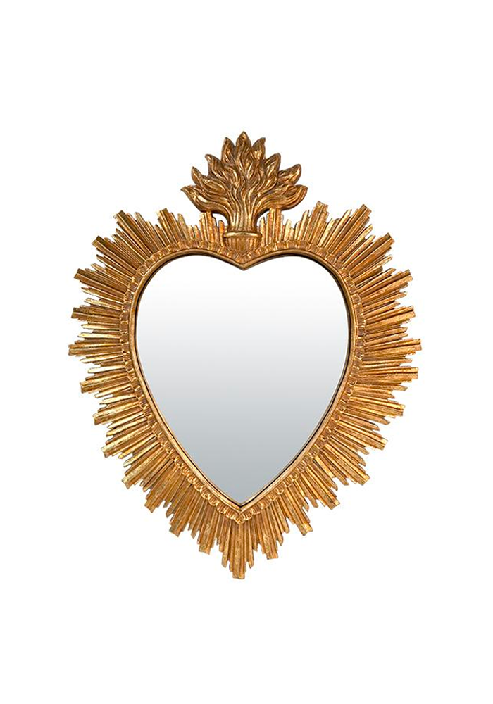 Miroir Coeur Exvoto Soleil Grand Modèle Doré - Blush Sélection Décoration