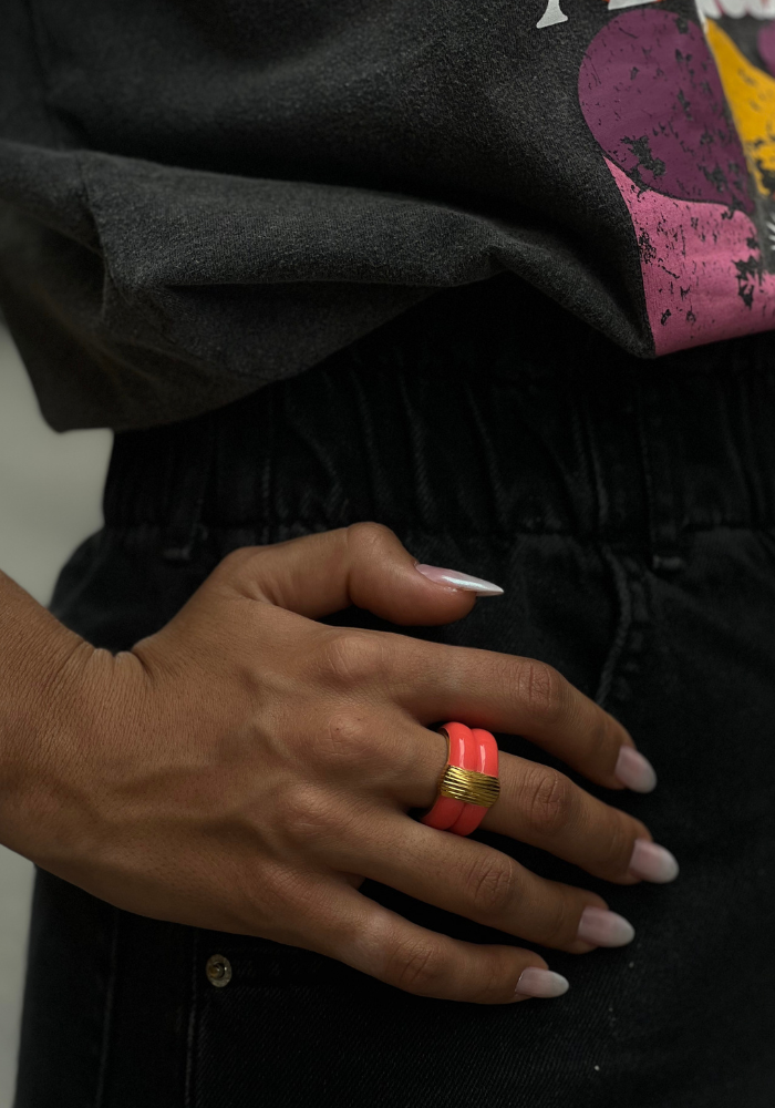 Bague Katt Corail Exclu Blush - Aurélie Bidermann