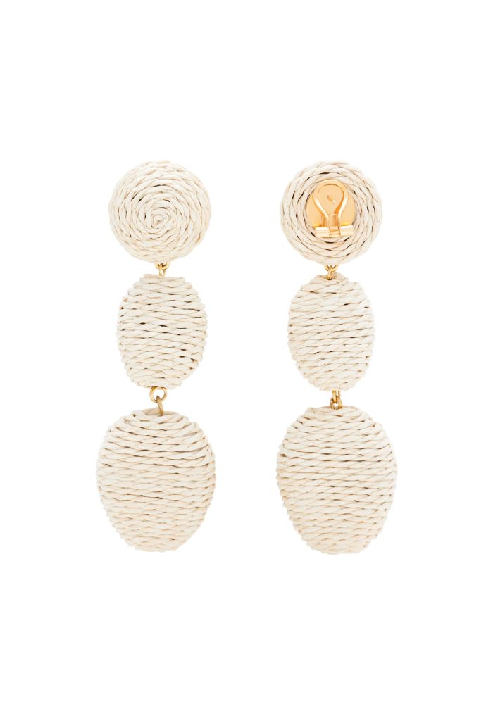 Boucles D'Oreille Raffia Oval Sand - Vanessa Baroni