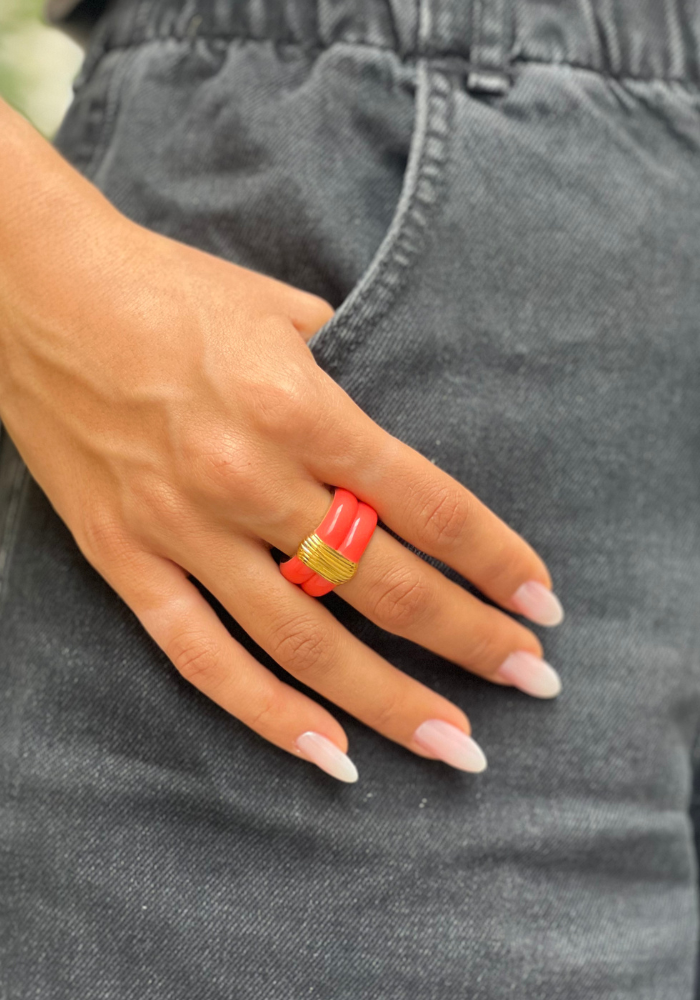 Bague Katt Corail Exclu Blush - Aurélie Bidermann