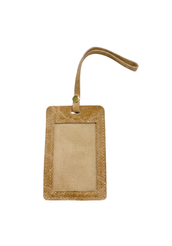 Étiquette Bagage Arthur Cuir Vintage Beige - Les Cleias