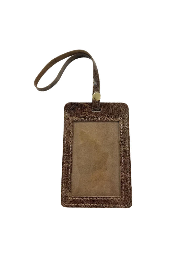 Étiquette Bagage Arthur Cuir Vintage Marron Clair - Les Cleias