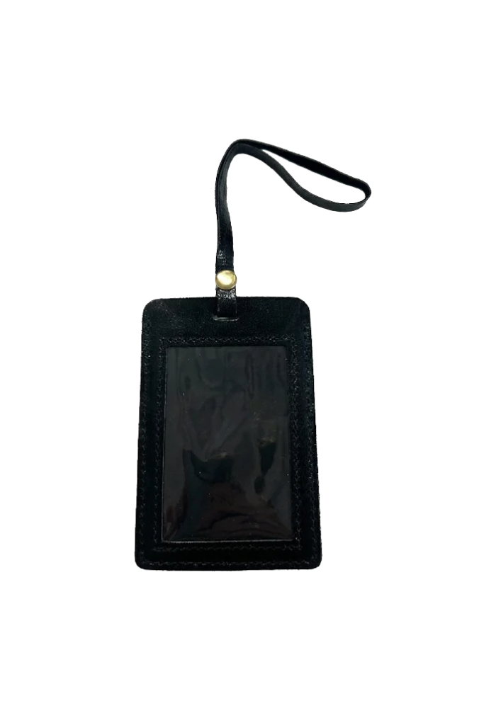 Étiquette Bagage Arthur Cuir Vintage Noir - Les Cleias