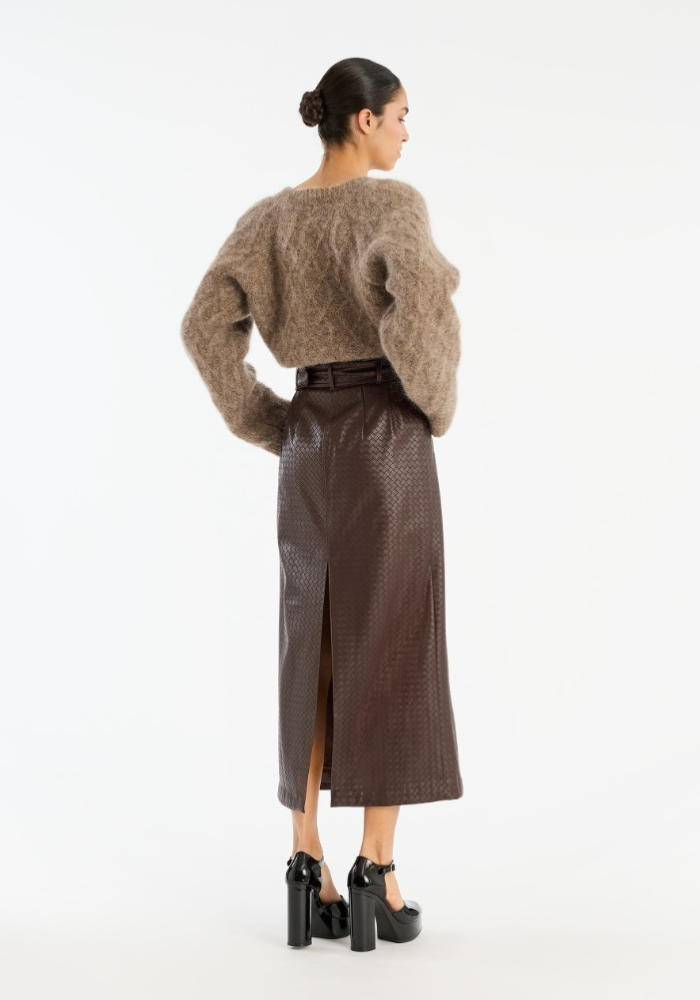 Fluffy Knit Cardigan Brown - Rotate Birgerchristensen
