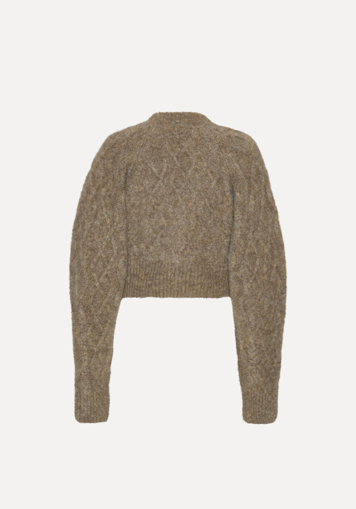 Fluffy Knit Cardigan Brown - Rotate Birgerchristensen