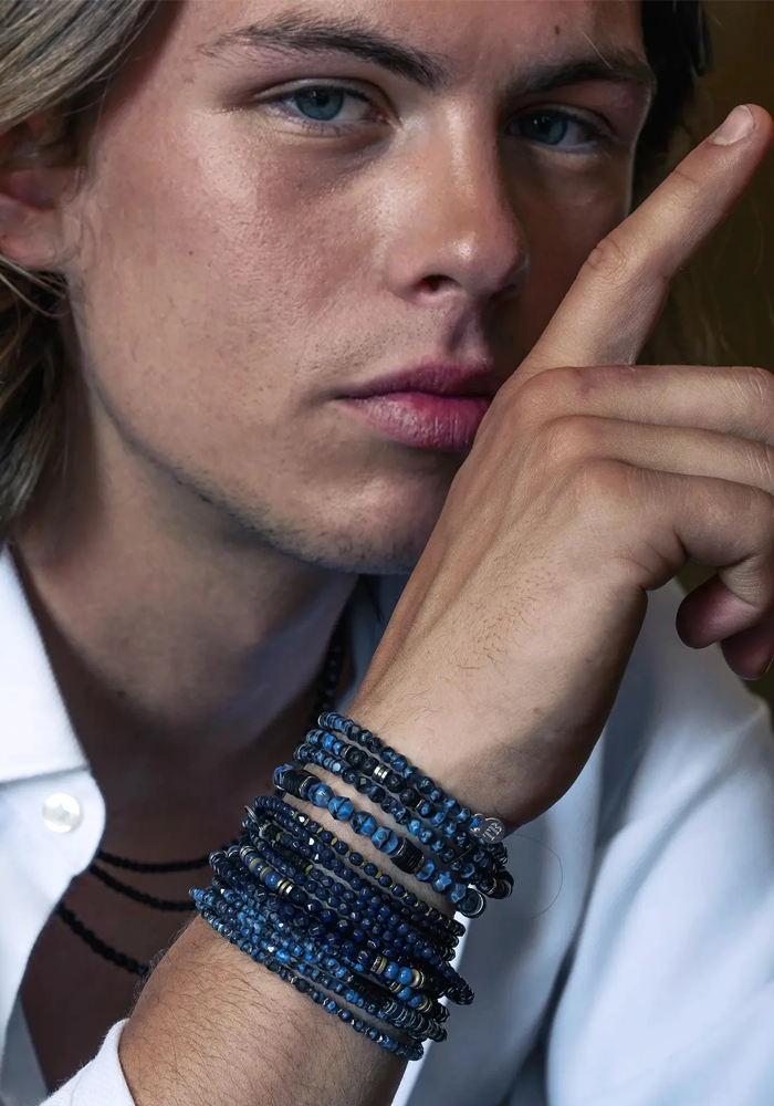 Bracelet 5 Tours Ou Sautoir Gentleman Denim - Têtes Blondes