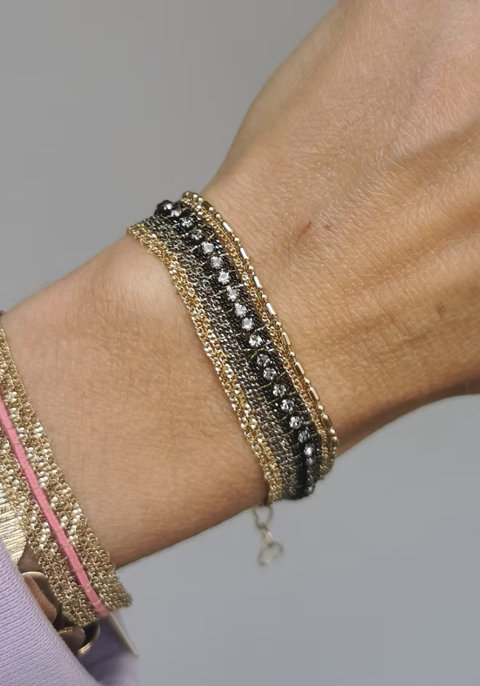 Bracelet Sofia Gold Ruthénium Chaine Mini Boule - Semi Lunaire