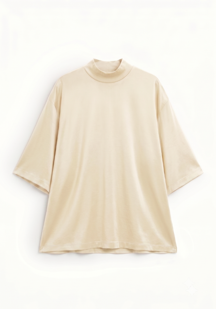 T-Shirt Manches Courtes Col Large Crème - Dixie