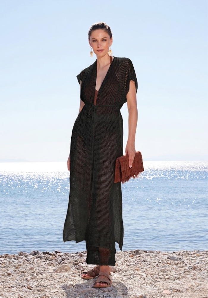 Gilet Long En Crochet Noir - Sélectionné par Blush