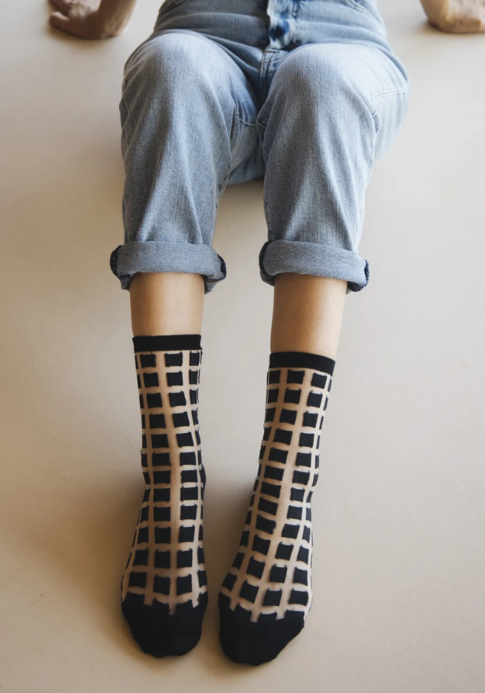 Chaussettes Transparentes Ginza Noir - Atelier Saint Eustache