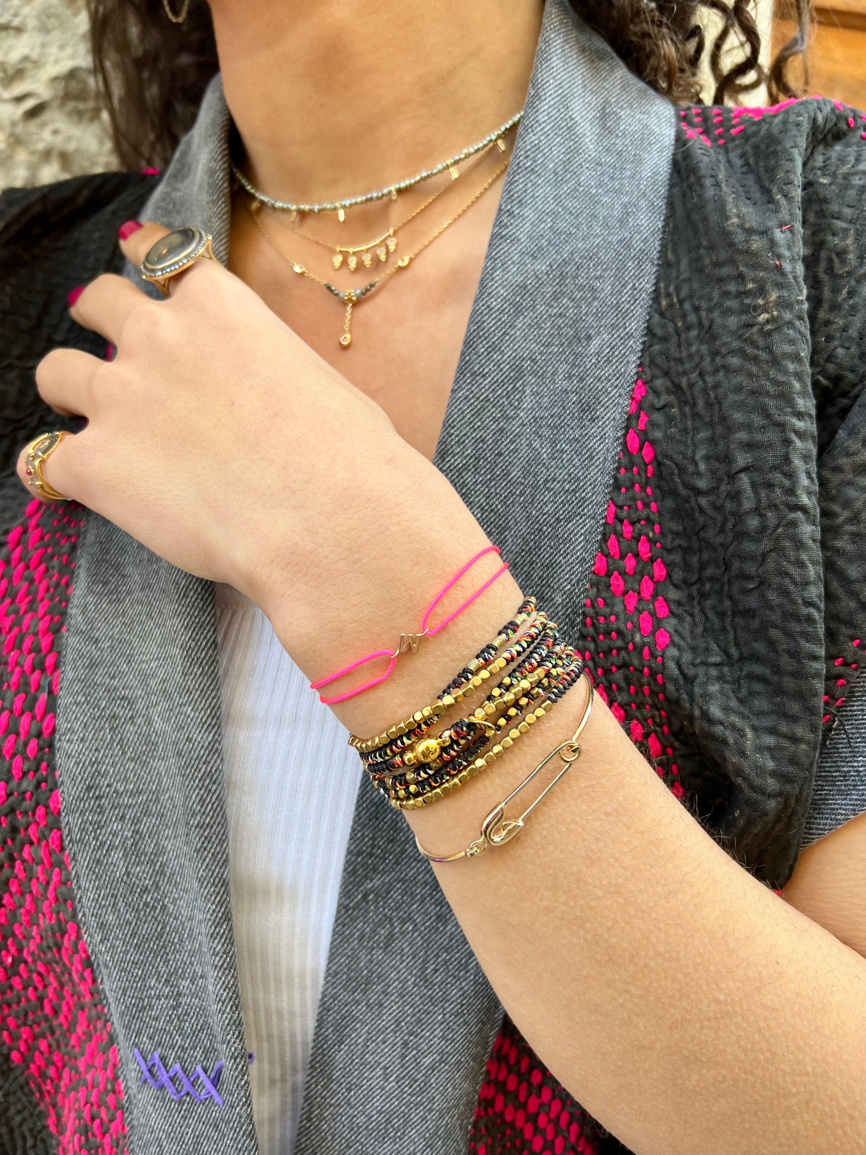 Bracelet Letters Sur Cordon Beige Or Rose - Kismet