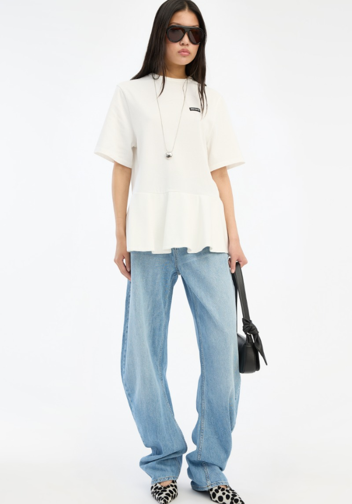 Jean Draped Barrel Leg Light Blue Denim - Rotate