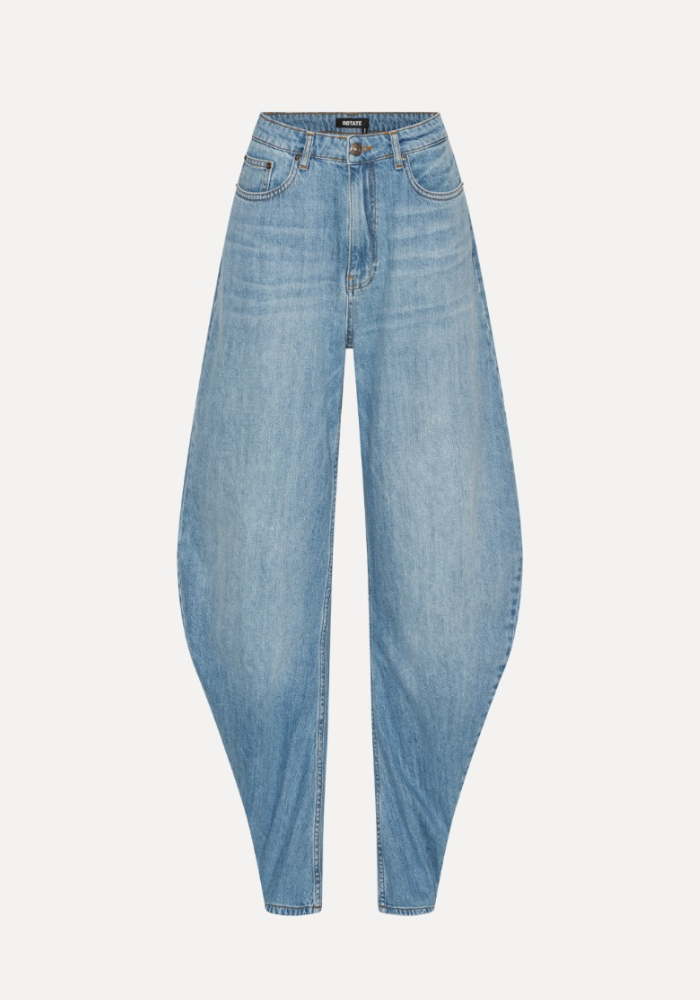 Jean Draped Barrel Leg Light Blue Denim - Rotate