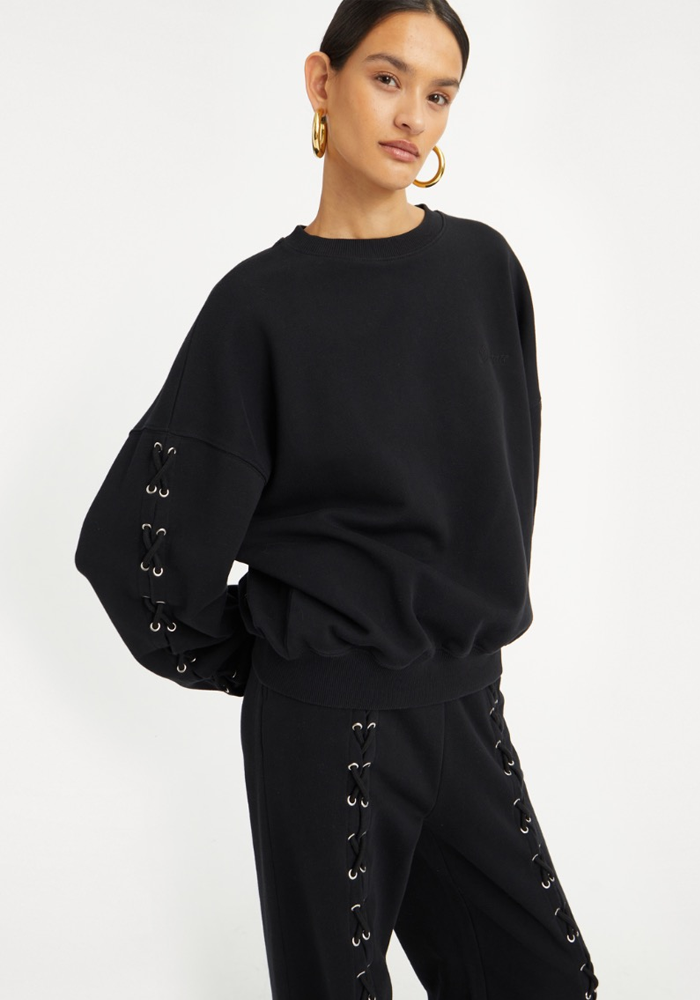 Sweat Lacing Crewneck Noir - Rotate