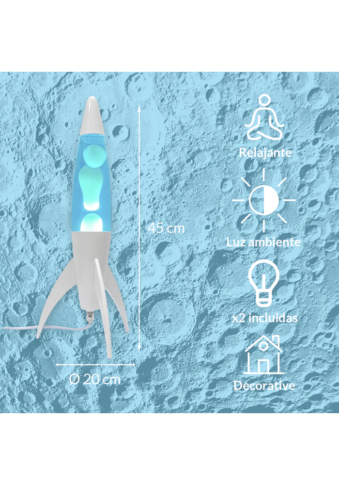 Lampe À Lave Rocket Bleue - Blush Sélection Décoration