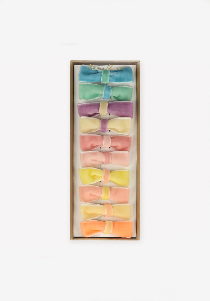 Lot De 10 Barrettes Mini Noeuds Velours Pastel - Meri Meri